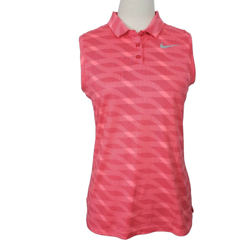 Nike Golf Dri-FIT Sleeveless Polo Shirt Womens Size Medium Pink Active Outdoor